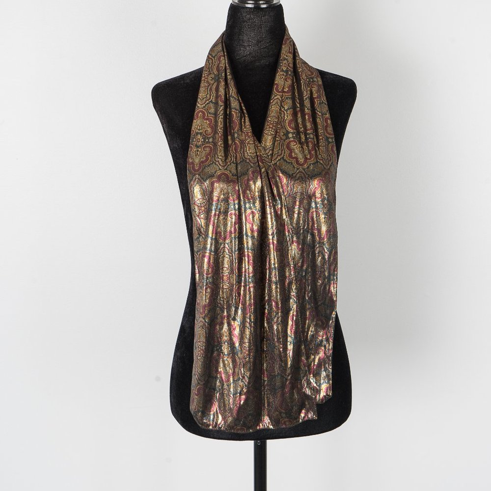 NWOT Liquid metallic paisley scarf - made in ITALY